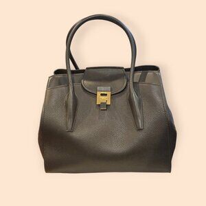 Michael Kors Collection Bancroft Large Pebbled Calf Leather Satchel